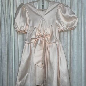 Ivory bow detail mini dress
